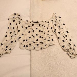ZARA cropped polka dot top